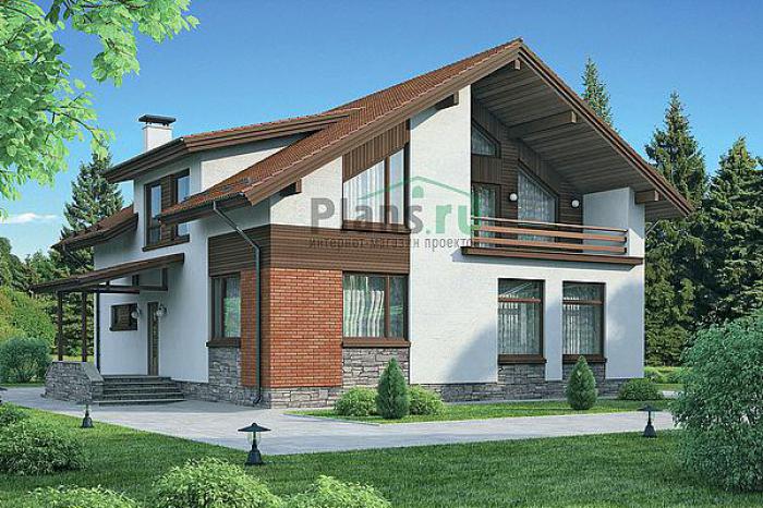 Проект дома Кирпичный загородный дом в 1 этаж с мансардой 37-18 Визуализация фасада